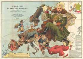 1899 Fred Rose Serio-Comic Map of Europe: Angling in Troubled Waters.